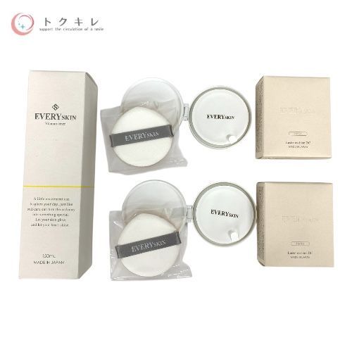 EVERYSKIN ビタミントナー／ラスタークッションDC レフィル（パフ付き） ビタミントナー150ml、クッションレフィル12g ×2個 3個セット