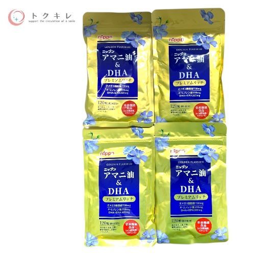 ニップン アマニ油＆DHA プレミアムリッチ 120粒 ×4袋セット
