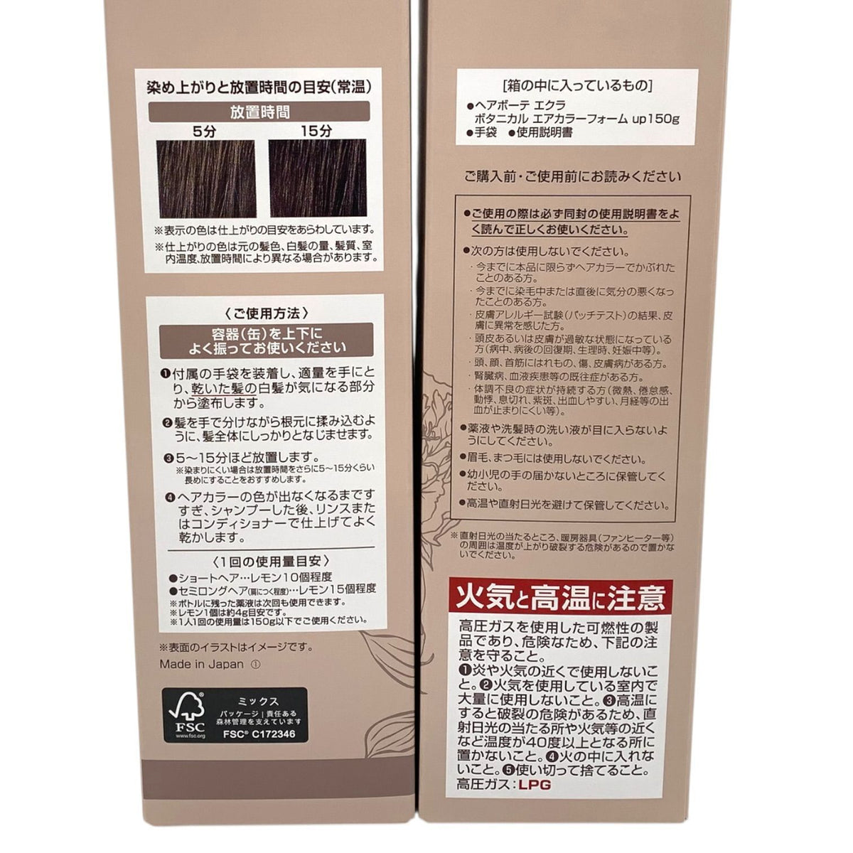 フューチャーラボ ヘアボーテ エクラ ボタニカル エアカラーフォーム up (白髪用) #ダークブラウン 150g 2本セット