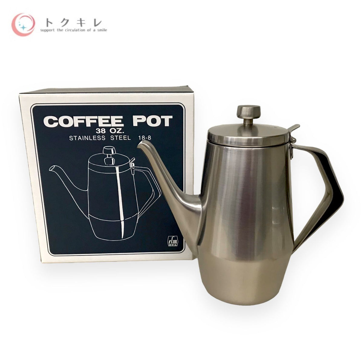 仔犬印 エルム コーヒーポット ステンレス スチール 8人用 18-8 67008 (蓋のつまみの色:黒)