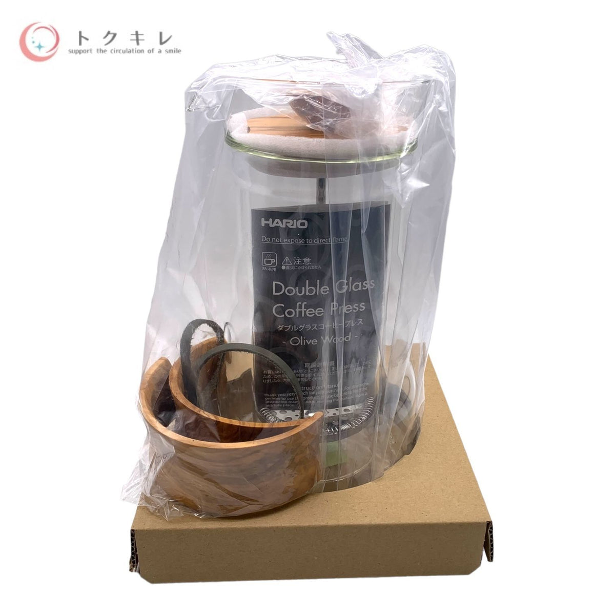HARIO ハリオ ダブルグラスコーヒープレス 品番DGC-40-OV オリーブウッド 耐熱ガラス製