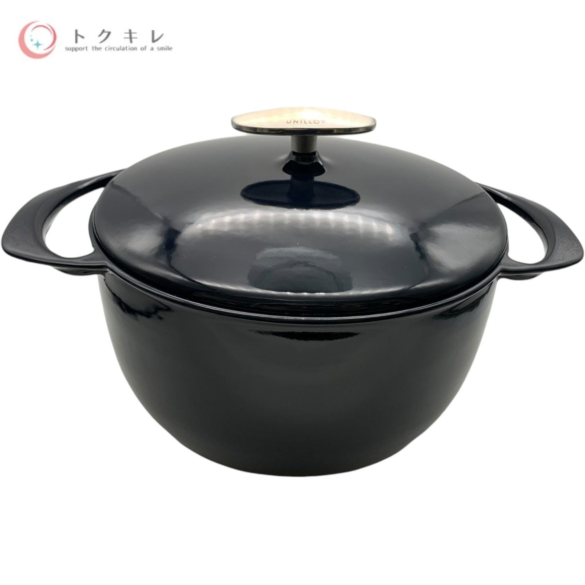 ユニロイ UNILLOY 鋳物ホーロー鍋 キャセロール 20cm ネイビー EC-2000N 品番13268 IH対応