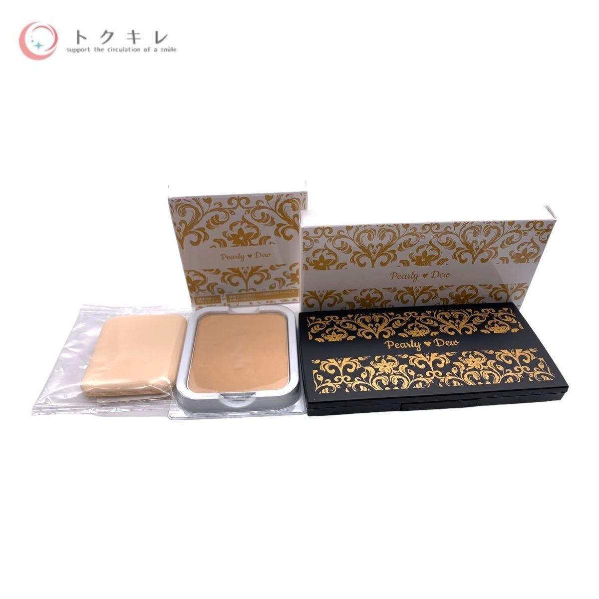 パーリー デュー 薬用リンクルホワイトパウダーセラムファンデーション シルキーカバーベージュex 10g 専用コンパクトケース パフ付き