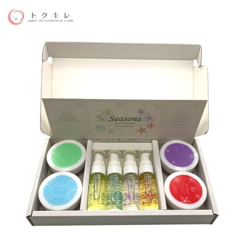 サンナチュラルズ シーズンズ アロマホホバオイル（10ml×4種）＋アロマホホババーム（15g×4種）